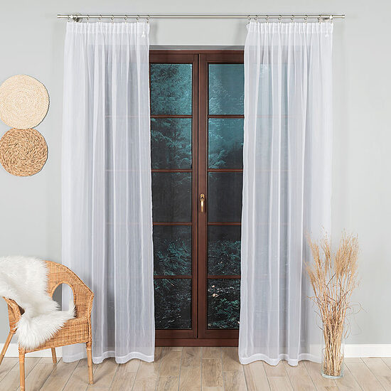 Dieninės užuolaidos WOAL 140x250 cm su užuolaidų juosta, baltos, lengvos ir permatomos