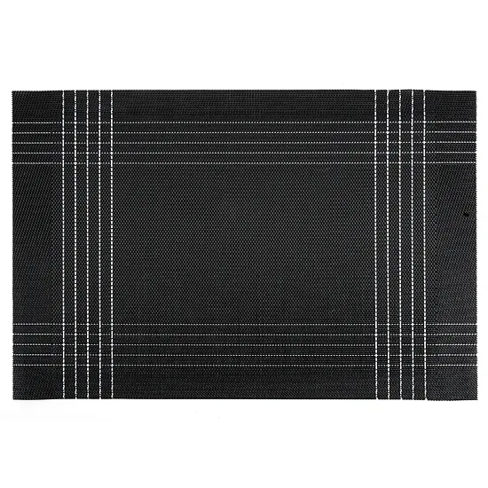 Lauamatt 30x45 cm, must valgete joontega