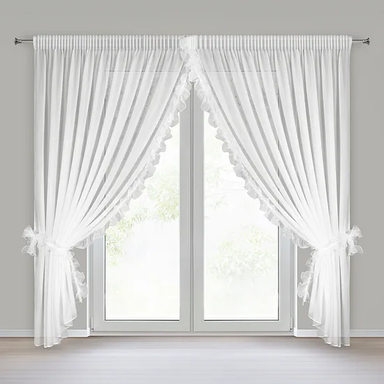 Valmis päevakardinad GABRIELA volangidega, 400x250 cm, valged