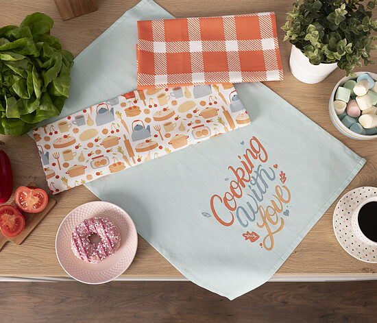 Virtuves dvieļu komplekts COOKING WITH LOVE 40x60 cm, 3 gab.