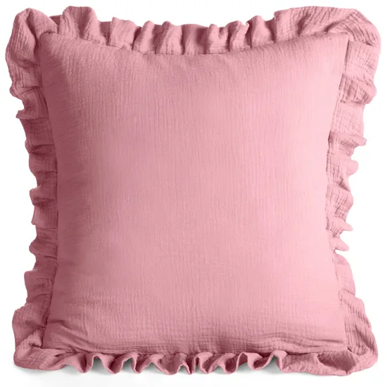 Padjapüür 45x45 cm musliinist dekoratiivsete volangidega servades, roosa MUSLINS 1